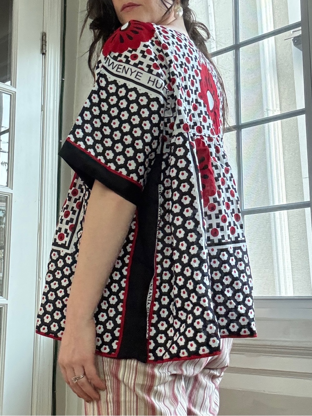 Matta Black & Red Printed Block Shirt - Hu WenYee Inspired